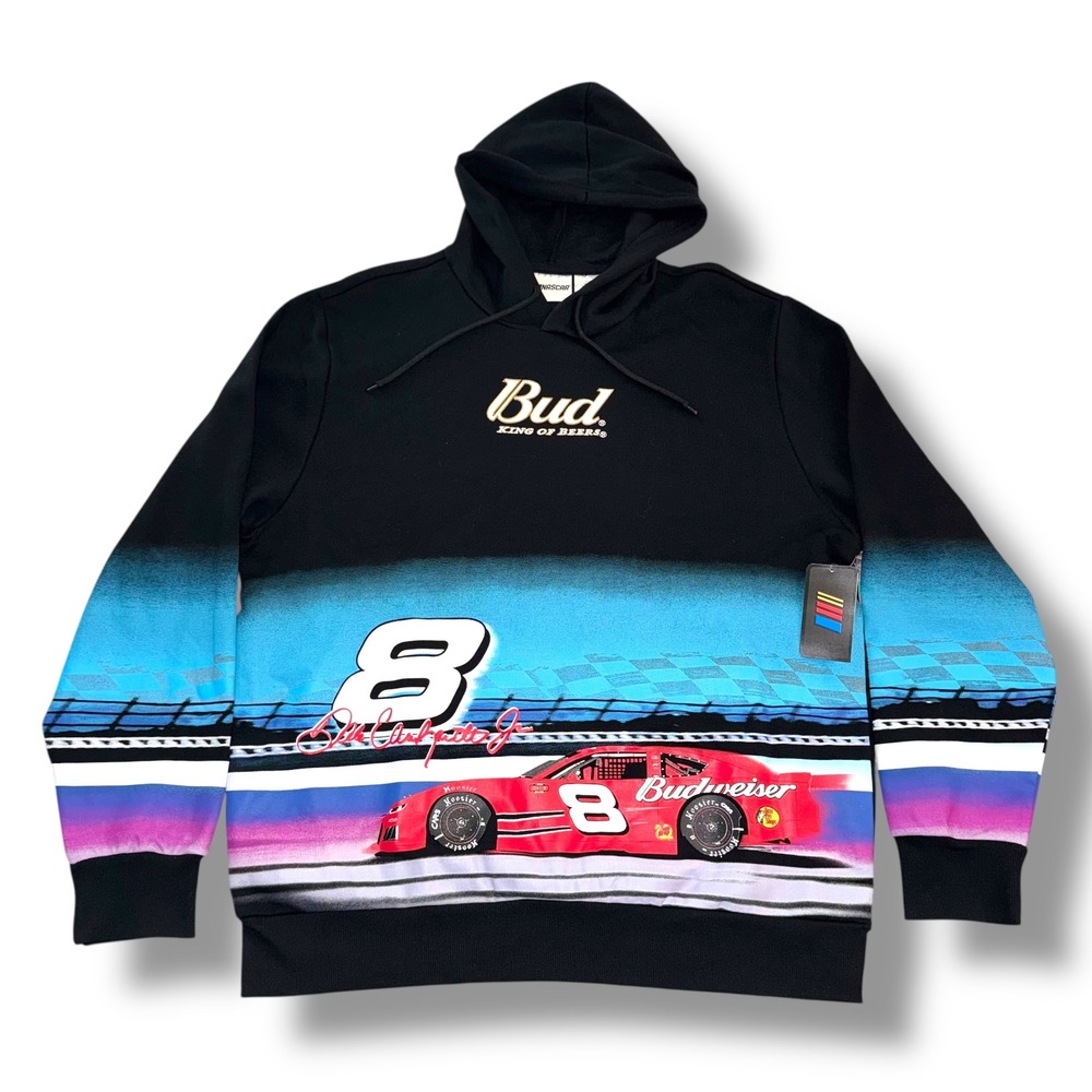 NASCAR‎ Budweiser Dale Earnhardt Jr #8 Men's L Racing King of Beers Black Hoodie